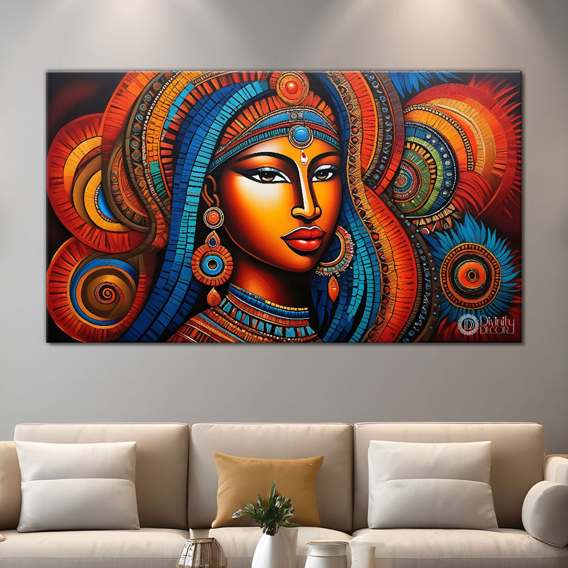 Tribal lady textured oil painting Canvas Painting - Design - Modern-L-129