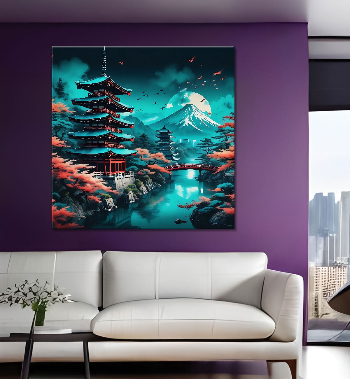 Tree with mountains painting 24X24- Nature Art -S-130