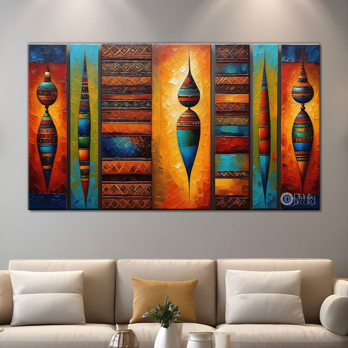 Tribal textured art Canvas Painting - Design - Modern-L-131