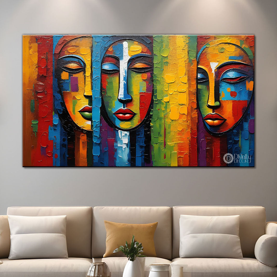 Face segment textured art Canvas Painting - Design - Modern-L-133