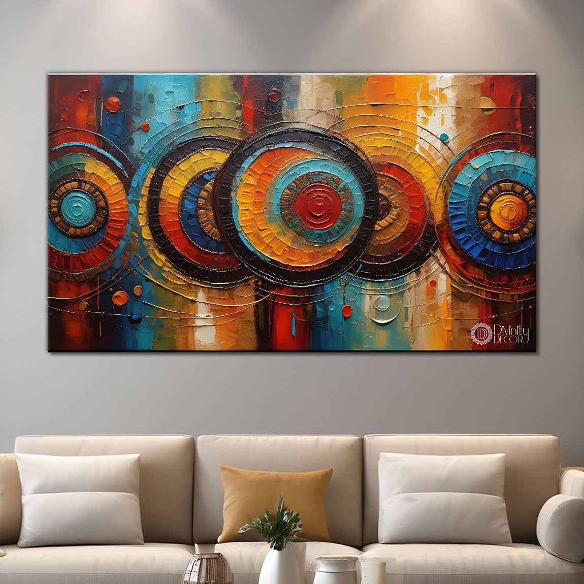 Colorful painting with spiral pattern Canvas Painting - Design - Modern-L-134