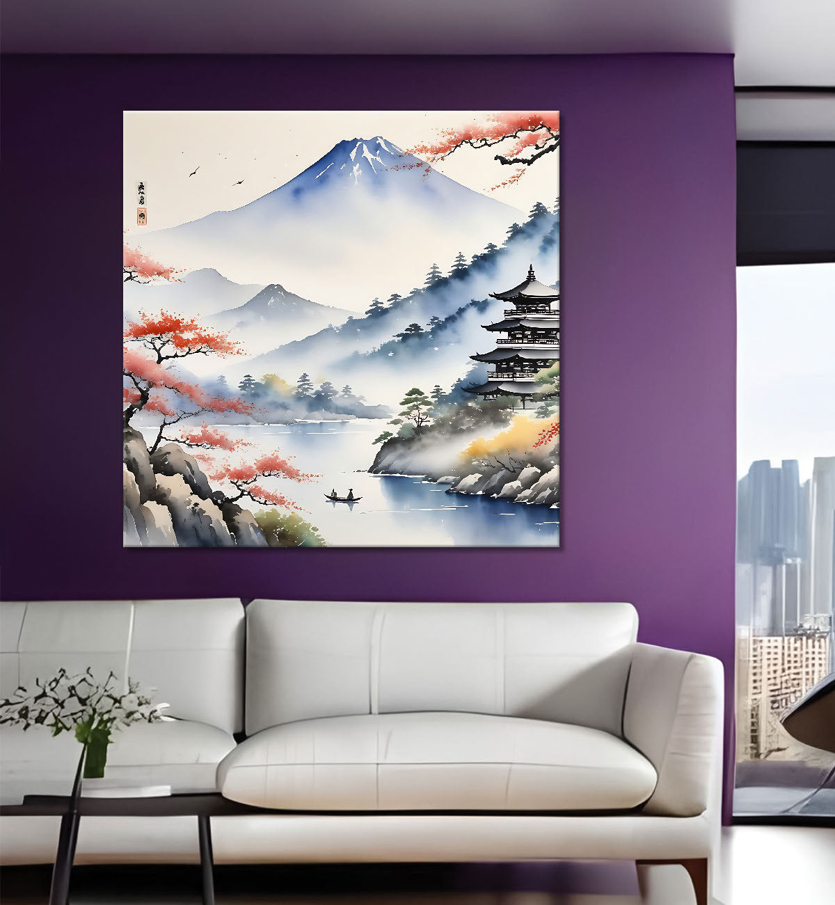 Mountains with river painting 24X24- Nature Art -S-137