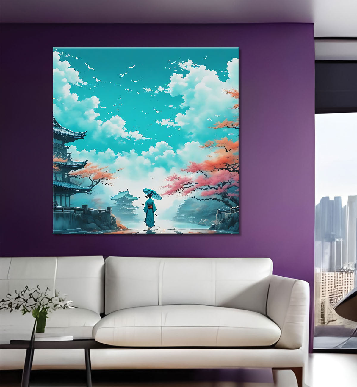 Clouds textured water colour painting 24X24 - Nature Art -S-138