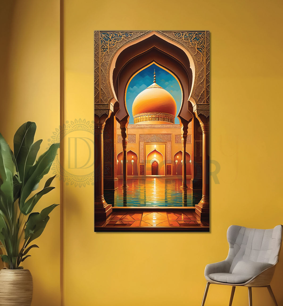Islamic mosque with bright colours modern art  - Islamic paintings-V-13