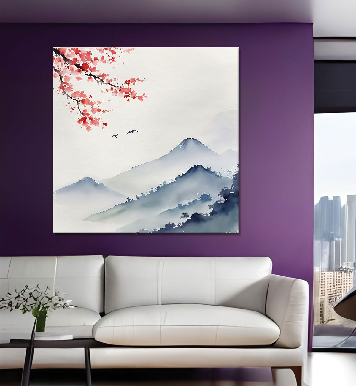 Mountains in water colour painting   24X24 - Nature Art -S-144