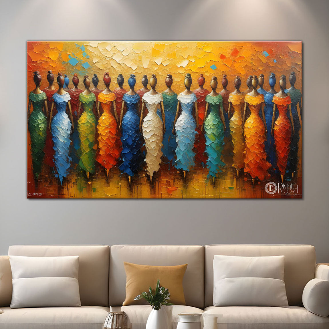 Multiple women textured modern art Canvas Painting - Design - Modern-L-149