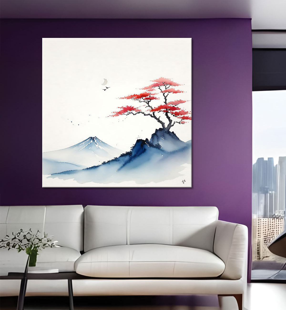 Mountains in water colour painting 24X24 - Nature Art -S-149