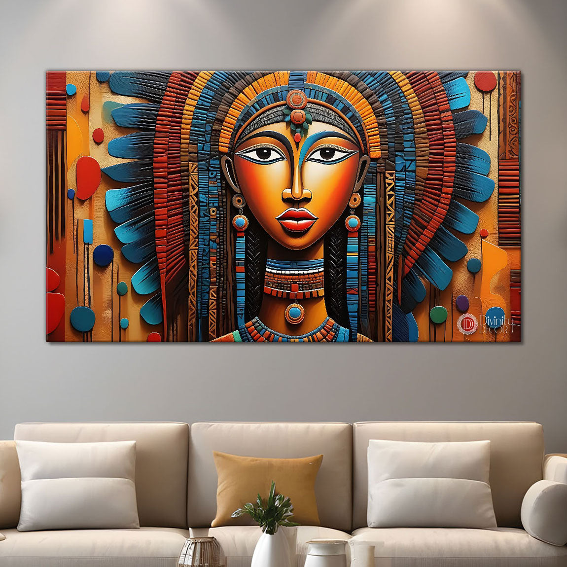 Tribal lady textured oil painting Canvas Painting - Design - Modern-L-154