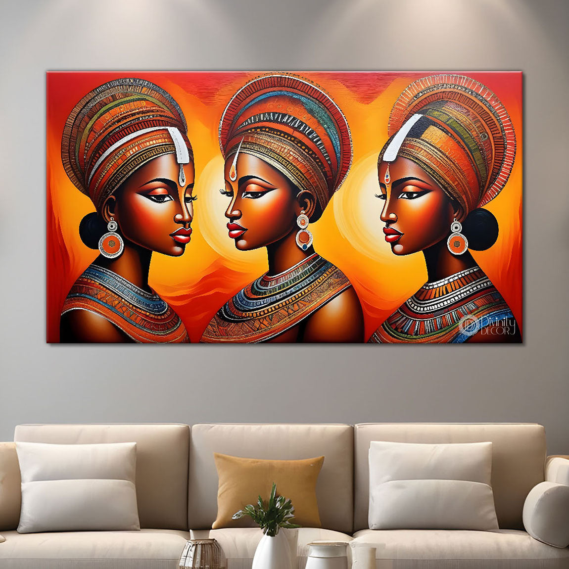 Tribal ladies textured modern art Canvas Painting - Design - Modern-L-159