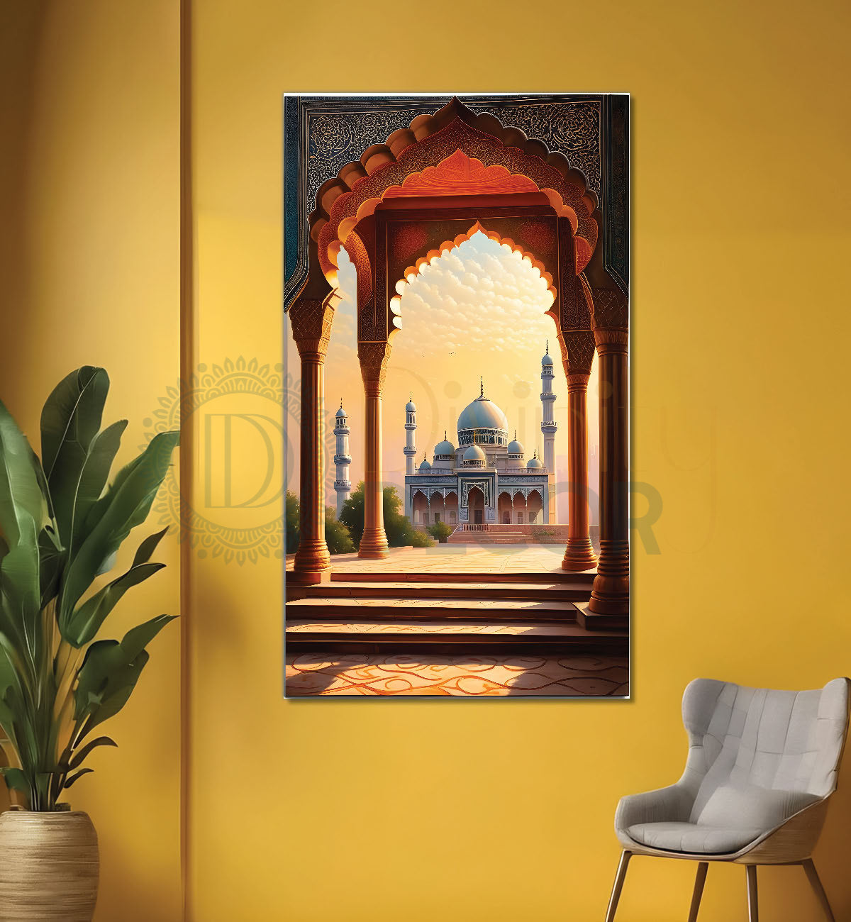Islamic mosque with bright colours modern art - Islamic paintings-V-15