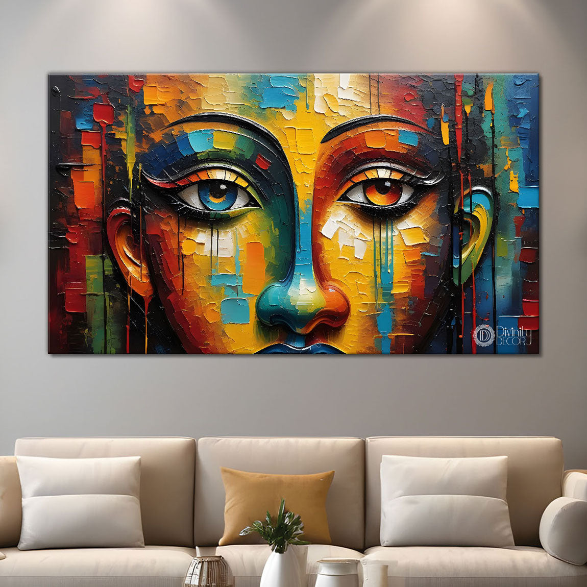 Beautiful eyes textured oil painting Canvas Painting - Design - Modern-L-164