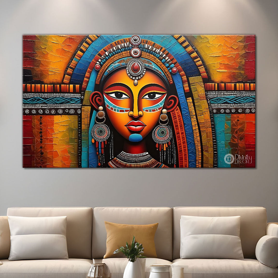 Tribal lady face oil painting Canvas Painting - Design - Modern-L-166