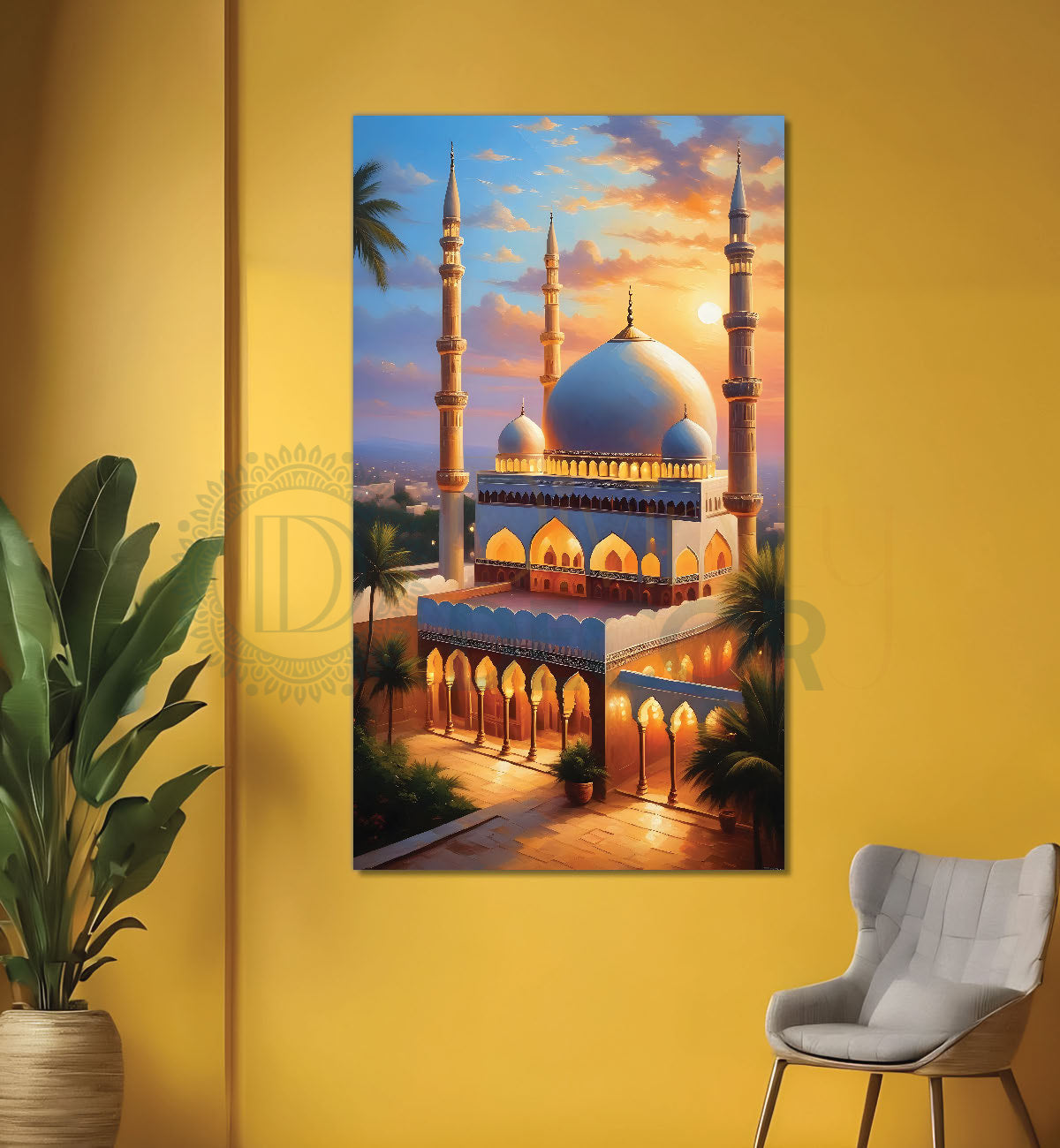 Islamic mosque with bright colours modern art  - Islamic paintings-V-16