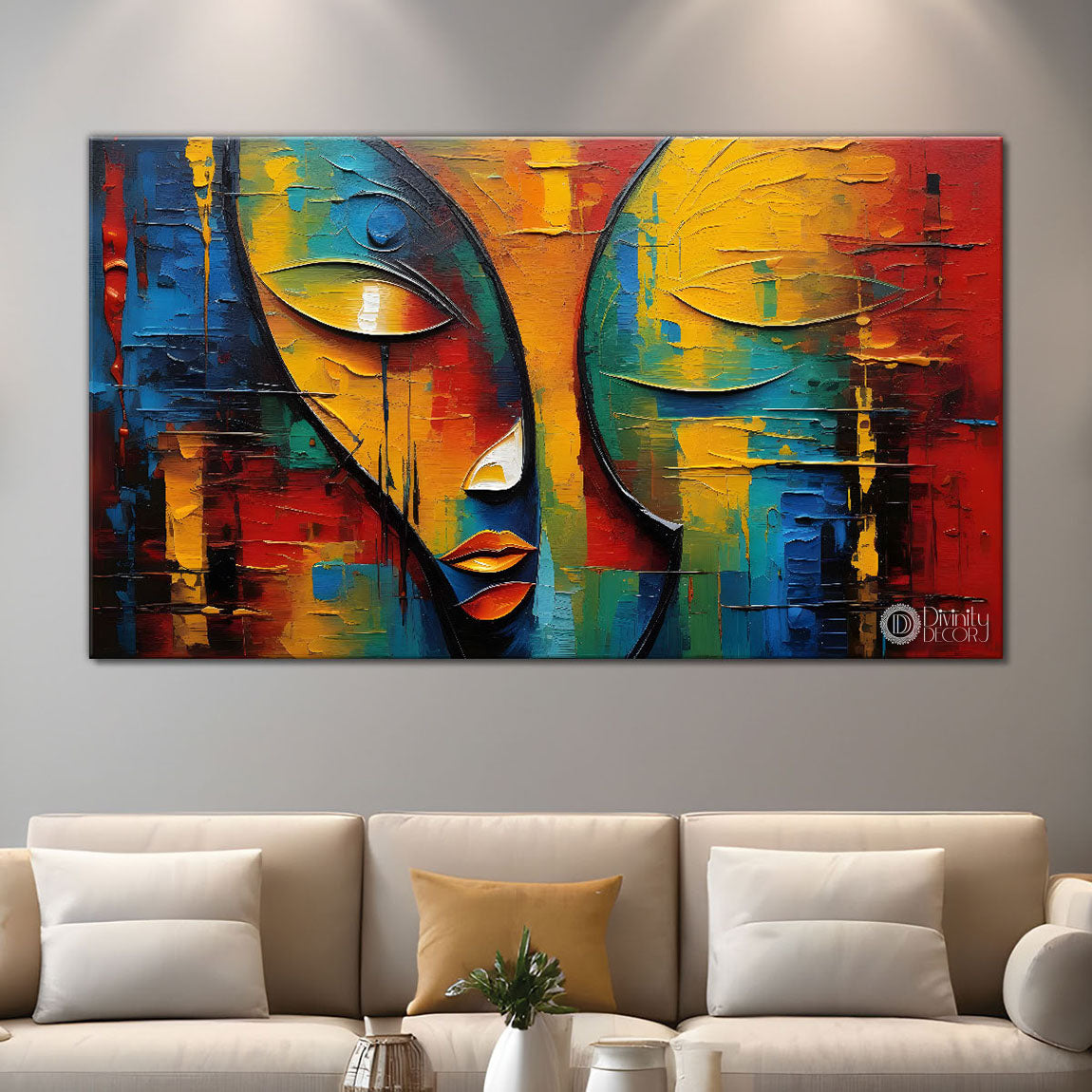 Face segment textured art Canvas Painting - Design - Modern-L-170