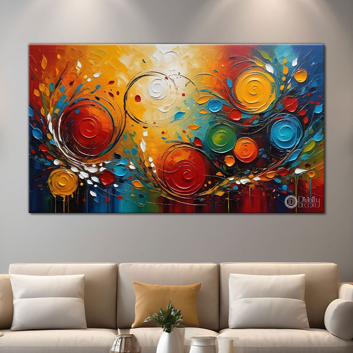 Colorful rings oil painting Canvas Painting - Design - Modern-L-174
