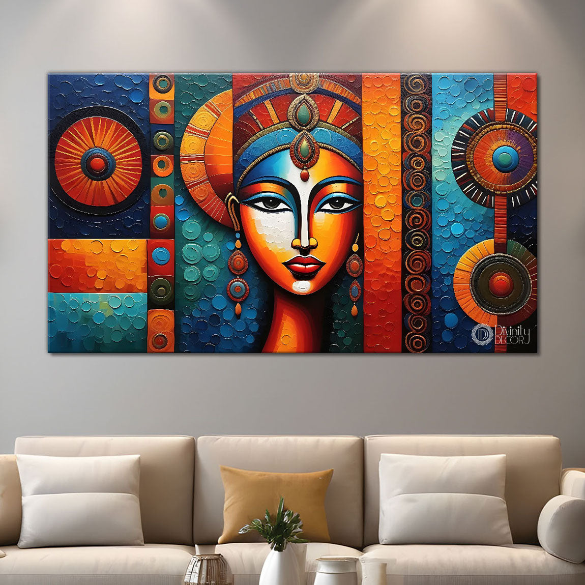 Tribal lady face modern art Canvas Painting - Design - Modern-L-181