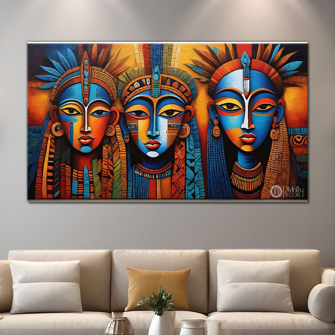 Three beautiful men faces textured art Canvas Painting - Design - Modern-L-183