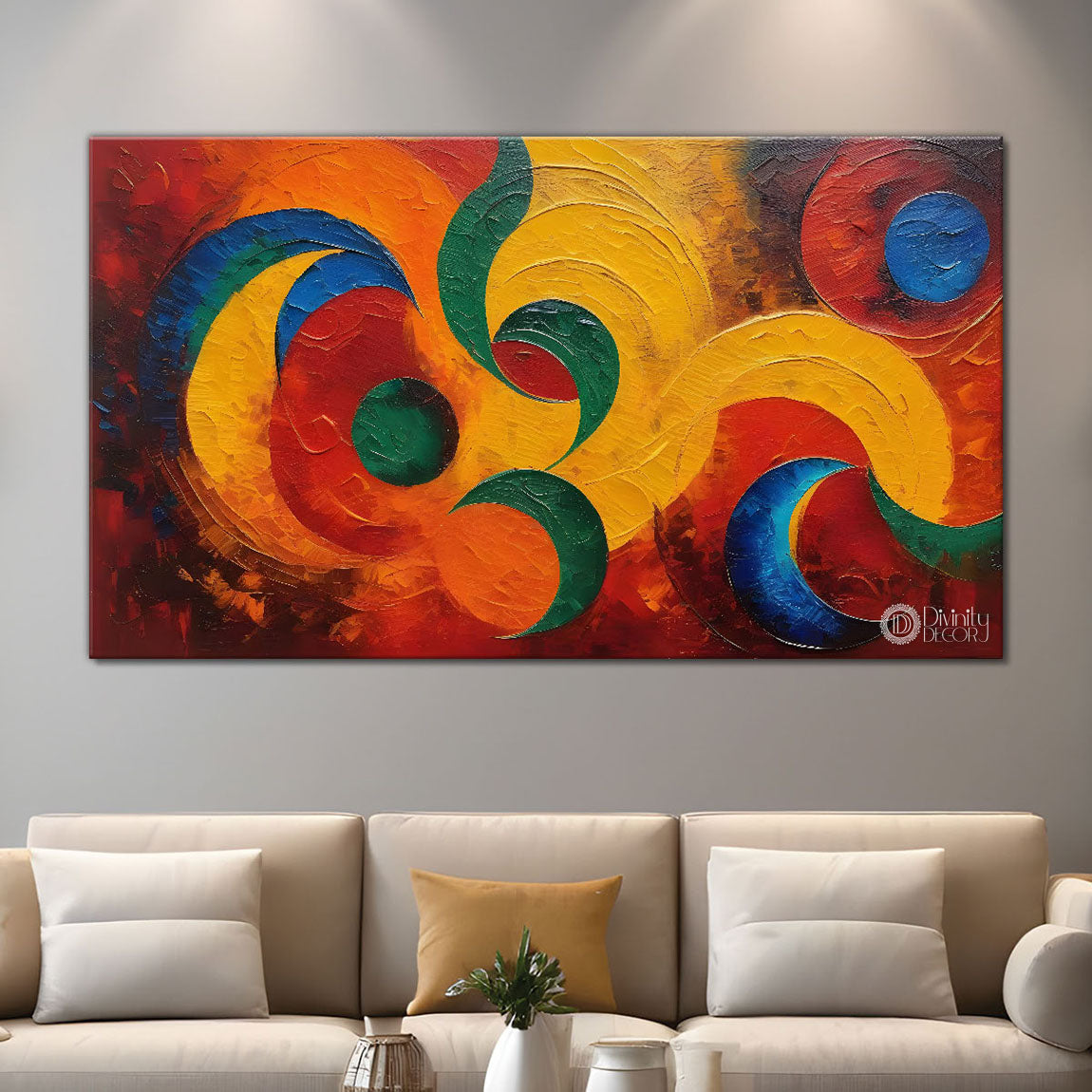 Colorful half moon pattern textured art Canvas Painting - Design - Modern-L-184