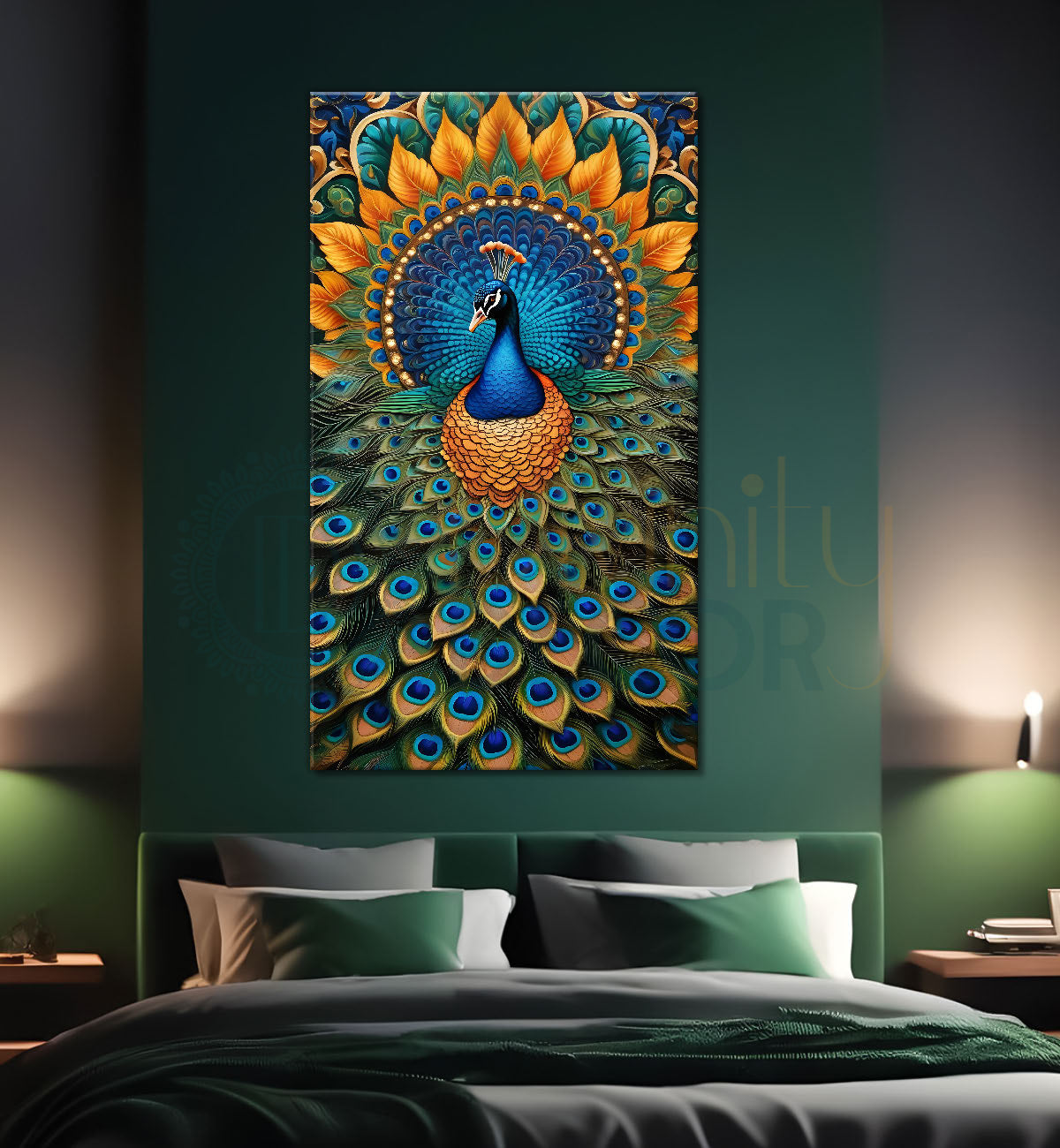 Peacock in bright colours modern art painting  - Design - Peacock-V-18