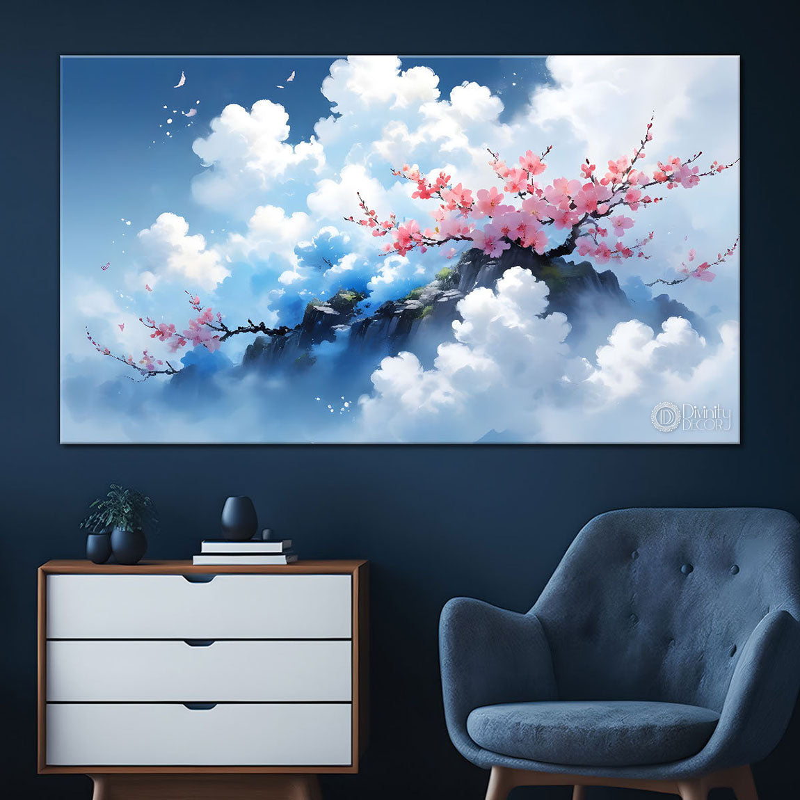 Clouds with flowers painting Canvas Painting - Nature Art -192