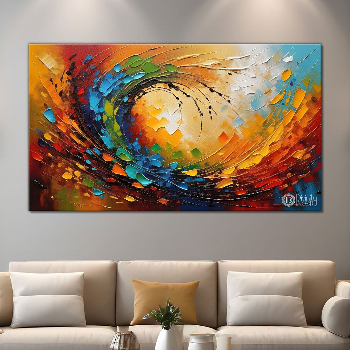 One wave in colors modern art Canvas Painting - Design - Modern-L-193