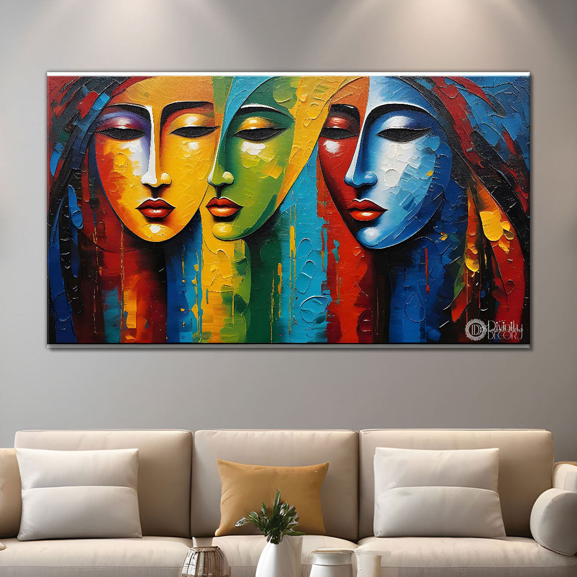 Closed eyes face with modern texture art Canvas Painting - Design - Modern-L-194