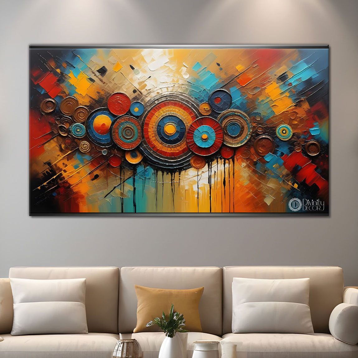 Multiple spiral textured modern art Canvas Painting - Design - Modern-L-198