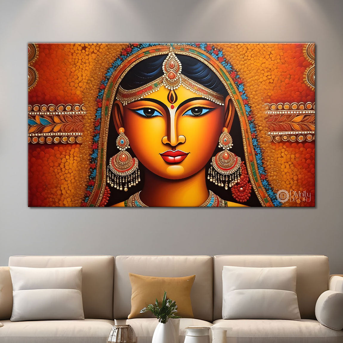 Beautiful lady with bright background textured art Canvas Painting - Design - Modern-L-199