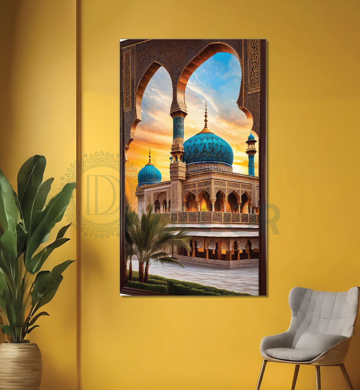Islamic mosque  with bright colours painting - Islamic paintings-V-19