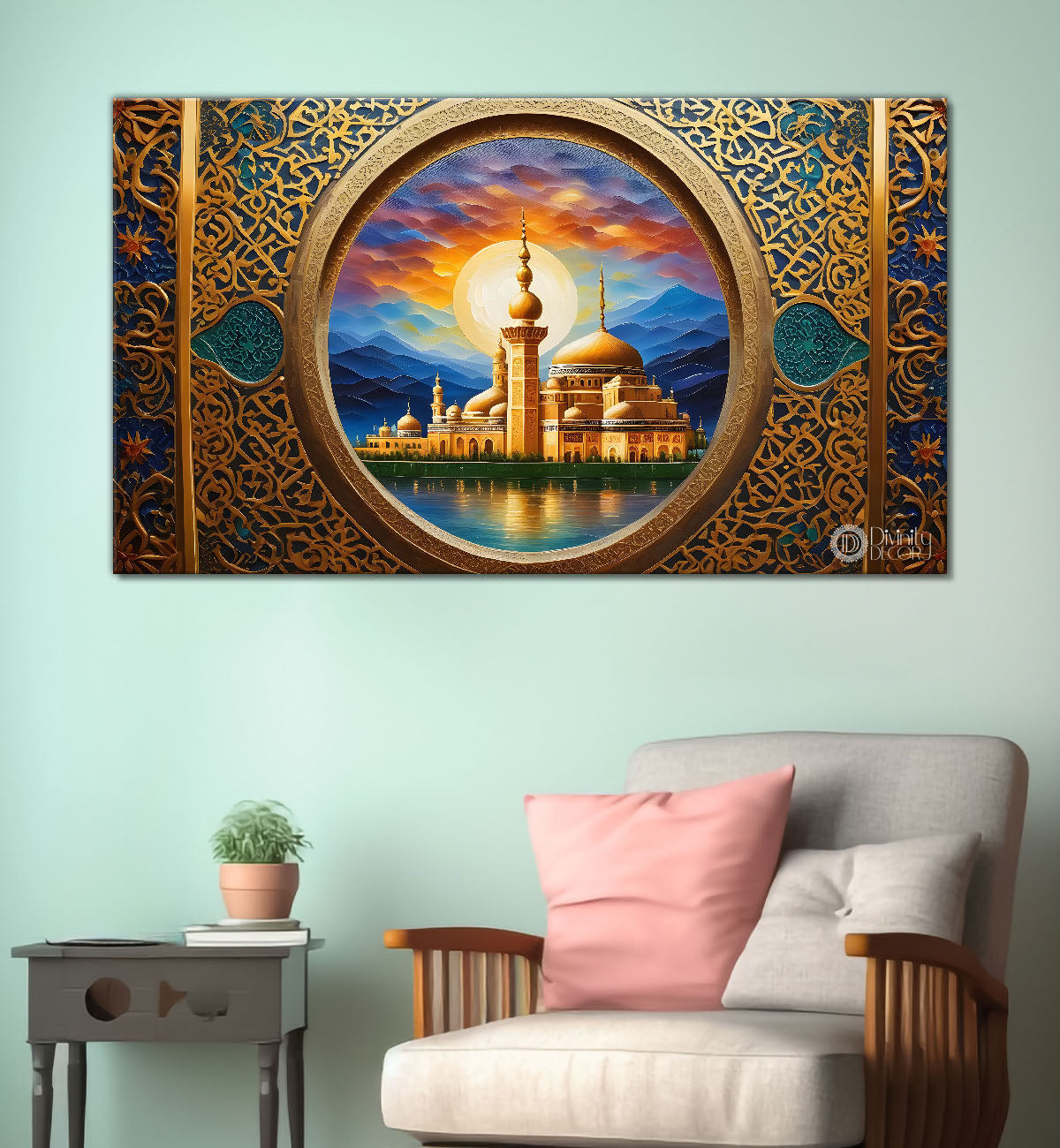 Islamic mosque in front of mountains Canvas Painting - Islamic paintings - 20