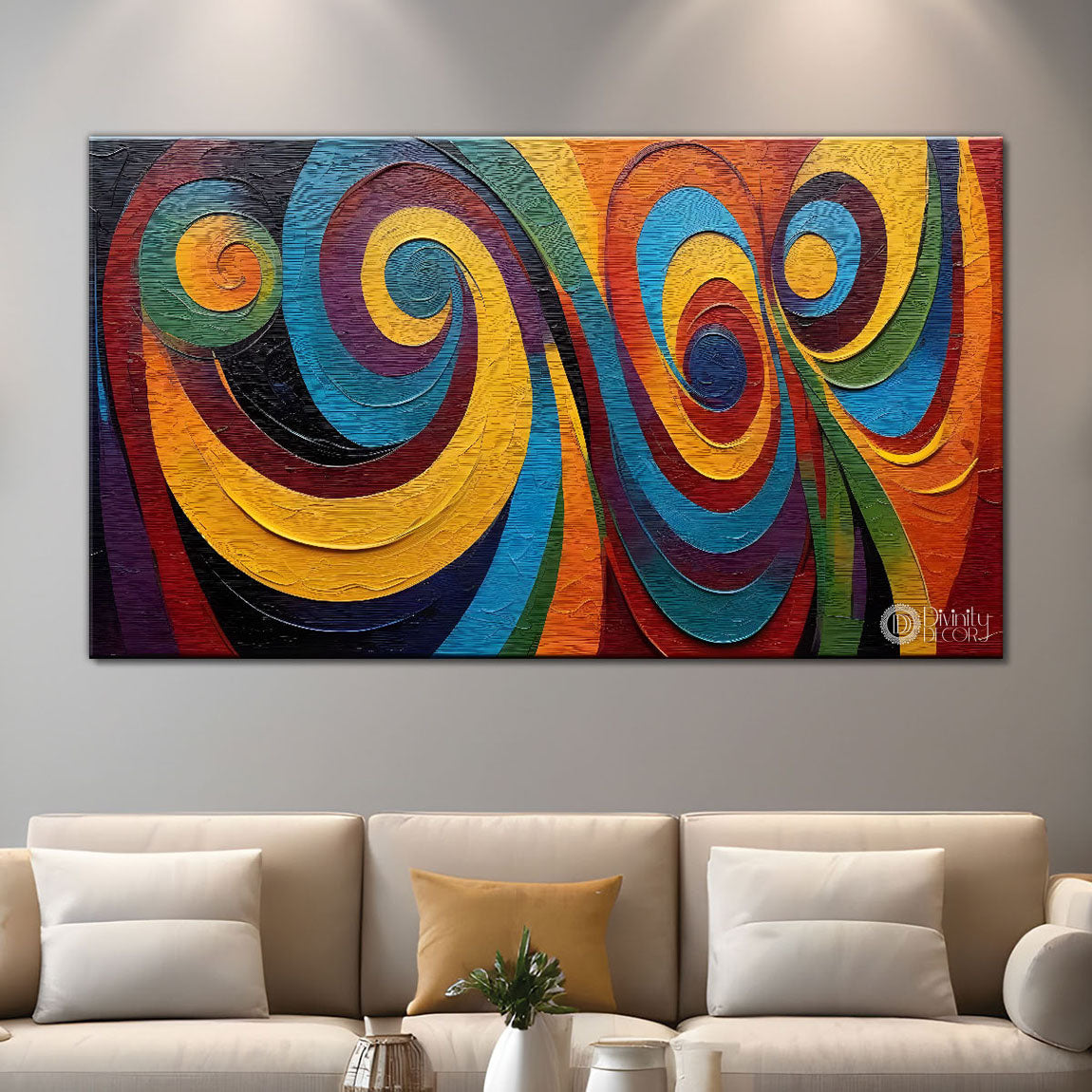 Basic colorful rays art Canvas Painting - Design - Modern-L-204