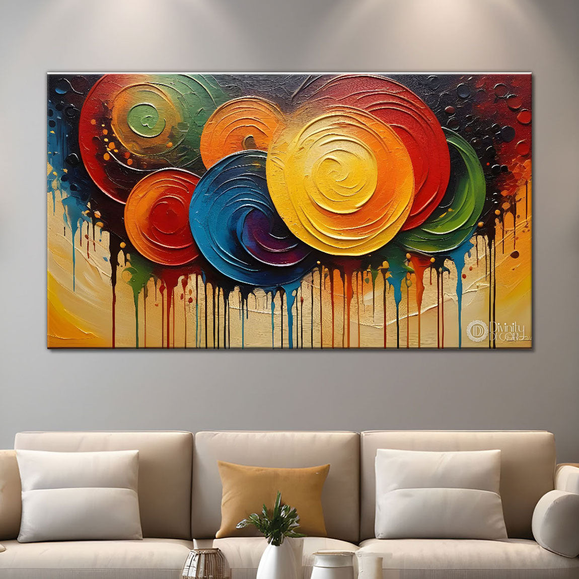 Spiral colorful oil painting Canvas Painting - Design - Modern-L-206