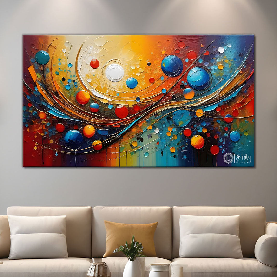 Colorful bubbles textured art Canvas Painting - Design - Modern-L-207