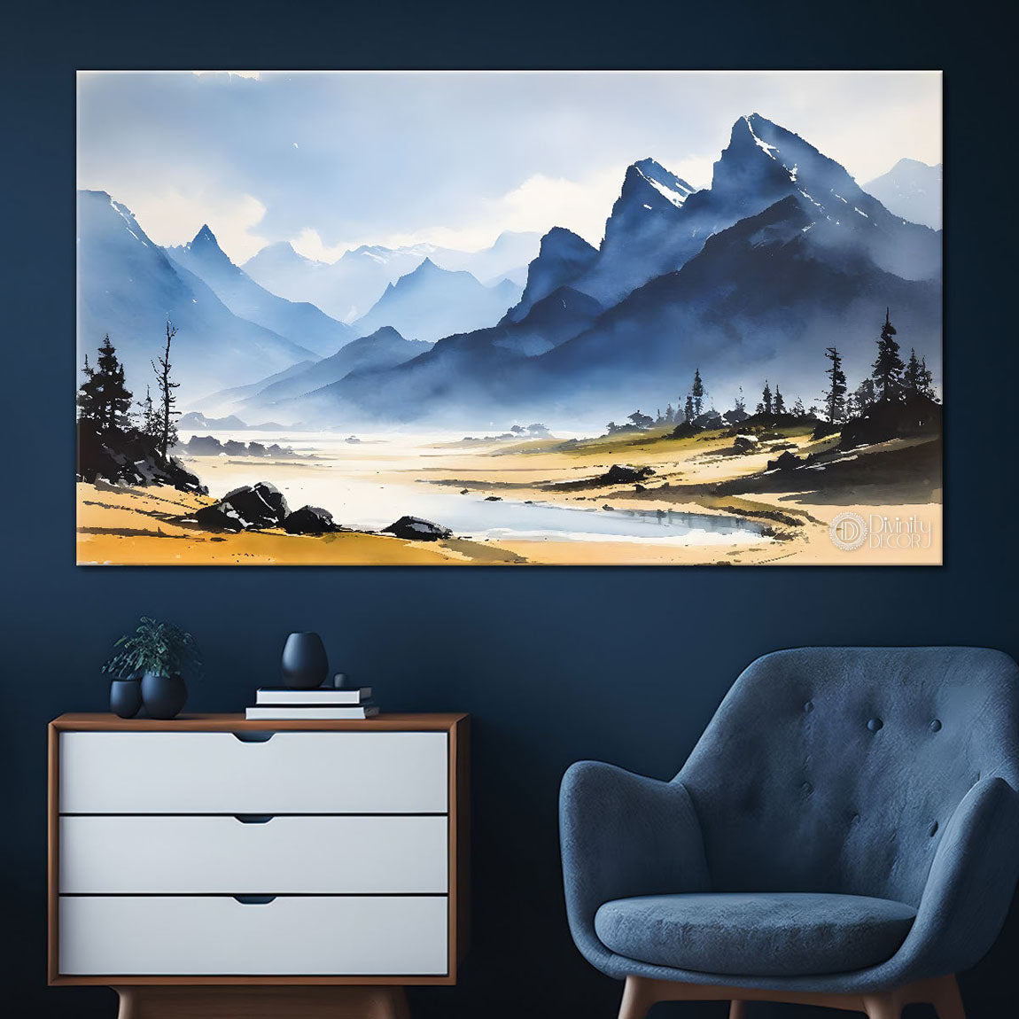Mountains with land textured painting Canvas Painting - Nature Art -209
