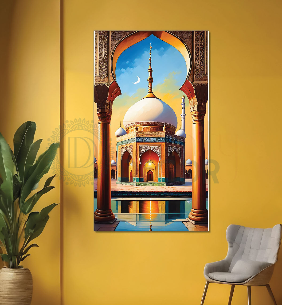 Islamic mosque  with bright colours painting - Islamic paintings-V-20