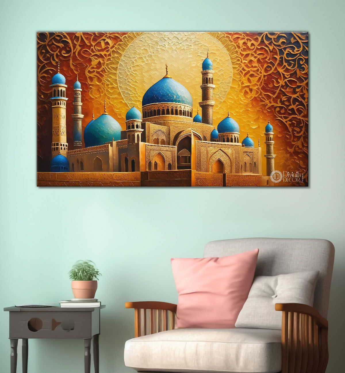 Islamic mosque with sunrise oil painting Canvas Painting - Islamic paintings - 21