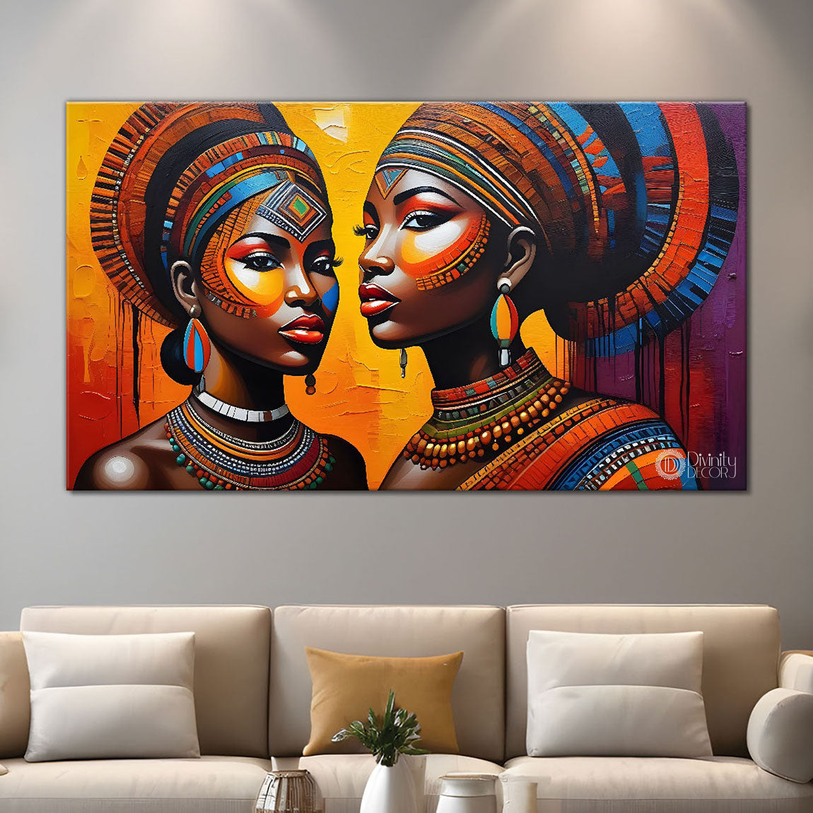 Black beautiful ladies textured art Canvas Painting - Design - Modern-L-214