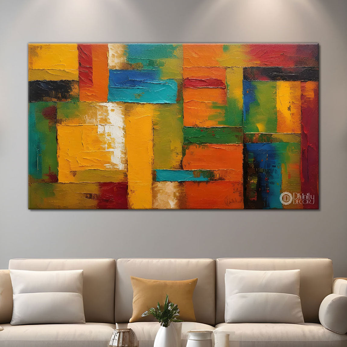 Colorful patterns textured modern art Canvas Painting - Design - Modern-L-217