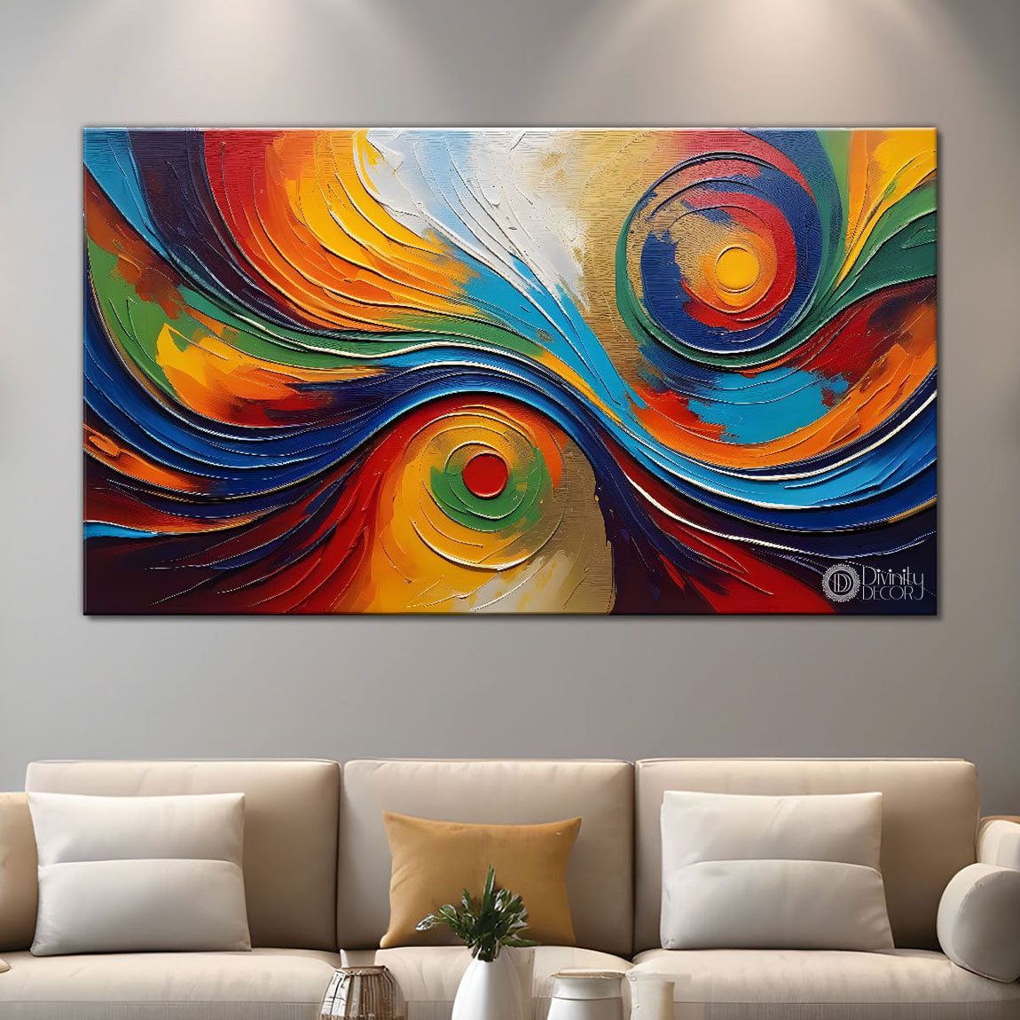 Shiny colorful rays modern art Canvas Painting - Design - Modern-L-219