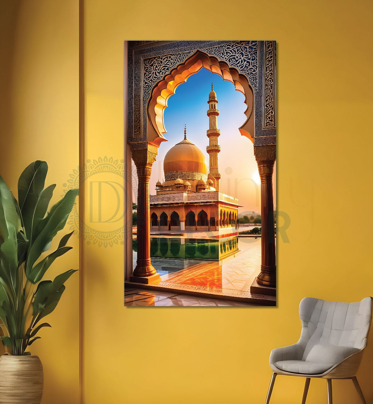 Islamic mosque  with bright colours painting  - Islamic paintings-V-21