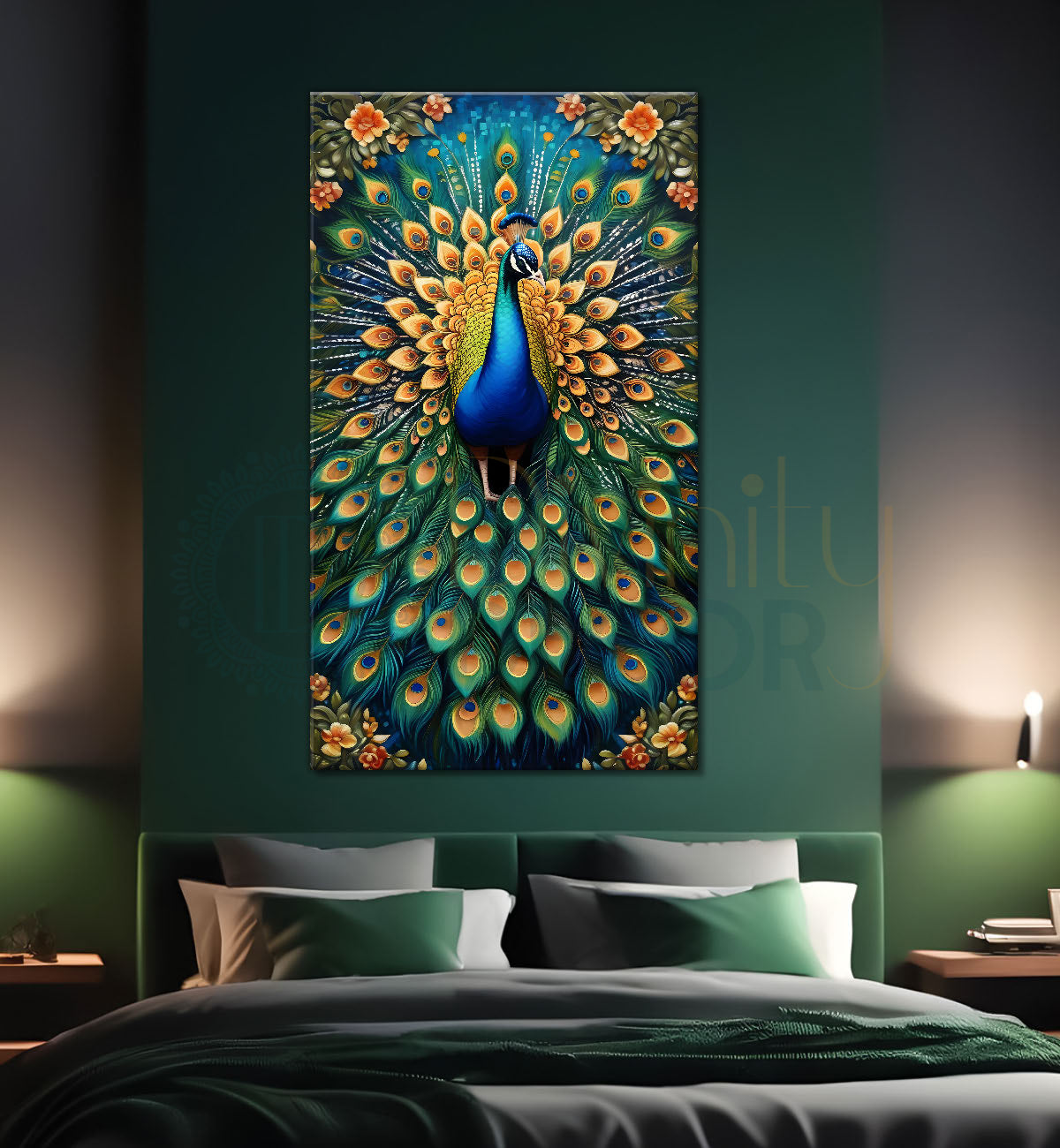 Peacock in bright colours modern art painting  - Design - Peacock-V-21