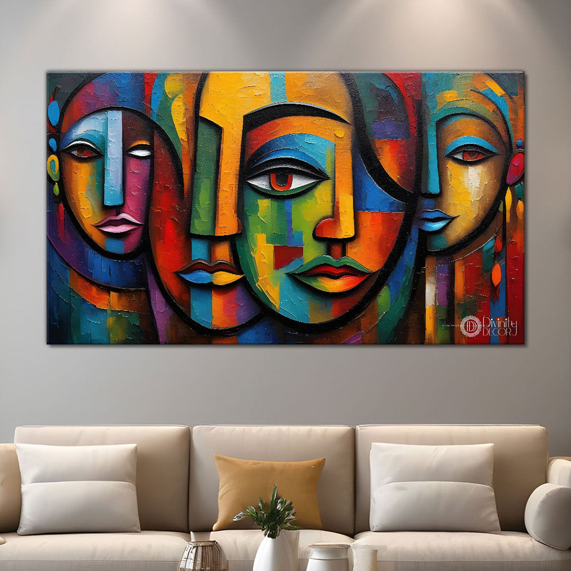 Face features textured art Canvas Painting - Design - Modern-L-220