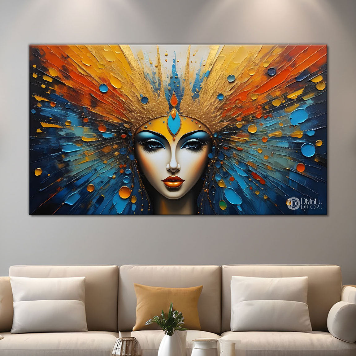Beautiful angel in textured modern art Canvas Painting - Design - Modern-L-225