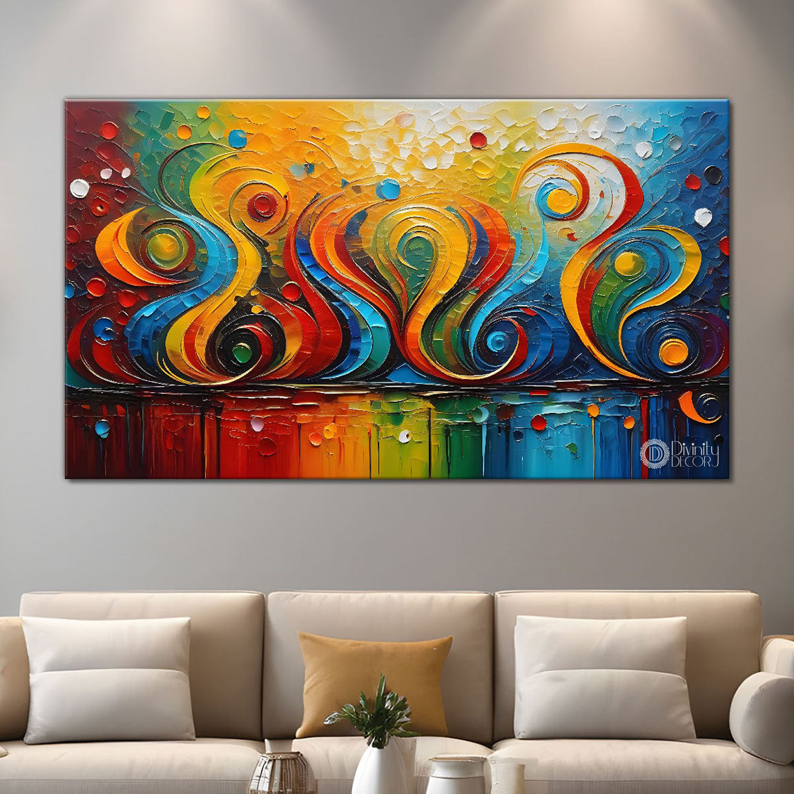 Colorful rays in zig zag pattern Canvas Painting - Design - Modern-L-227