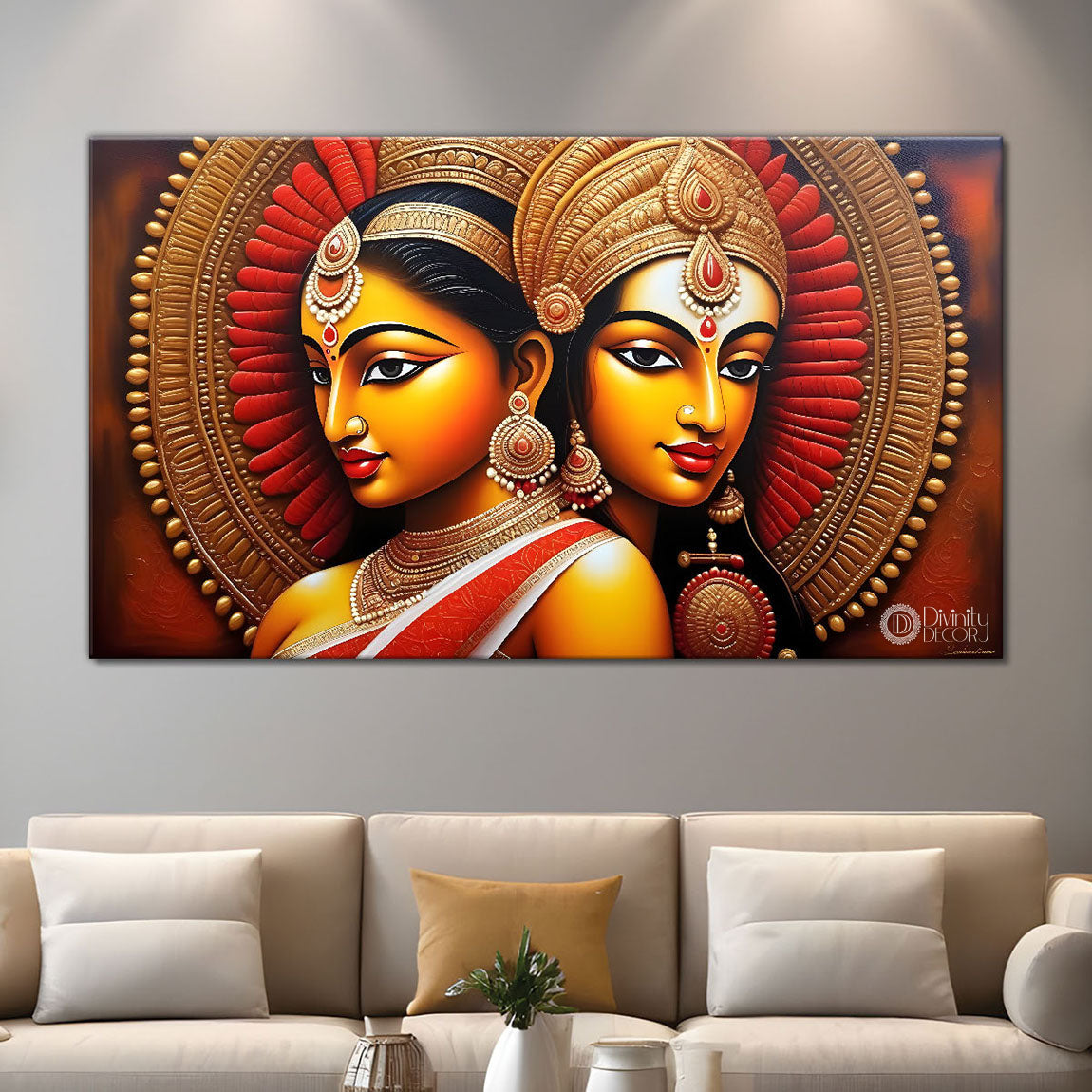 Beautiful human faces in textured art Canvas Painting - Design - Modern-L-229