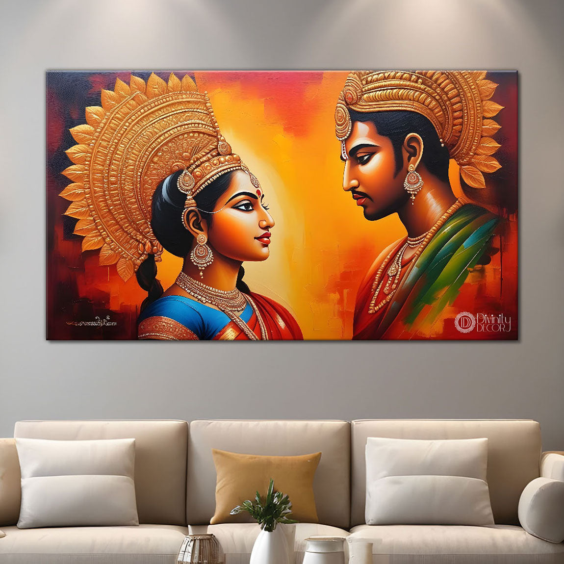 Beautiful couple textured modern art Canvas Painting - Design - Modern-L-231