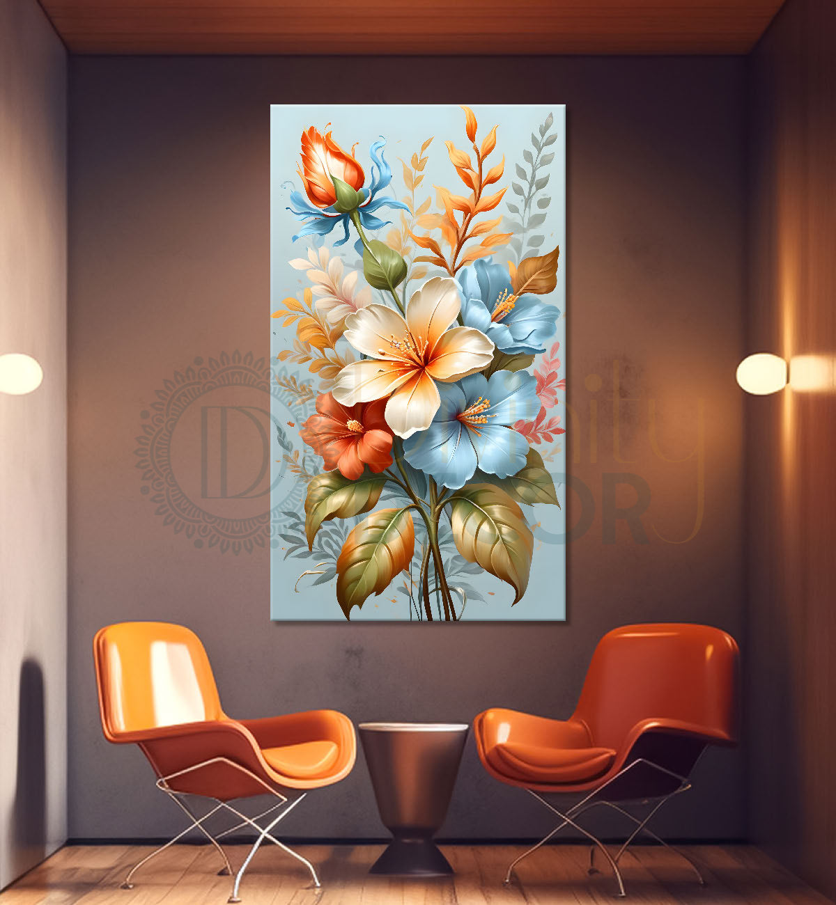 Colourful flowers with light textured painting- Flower-V-233