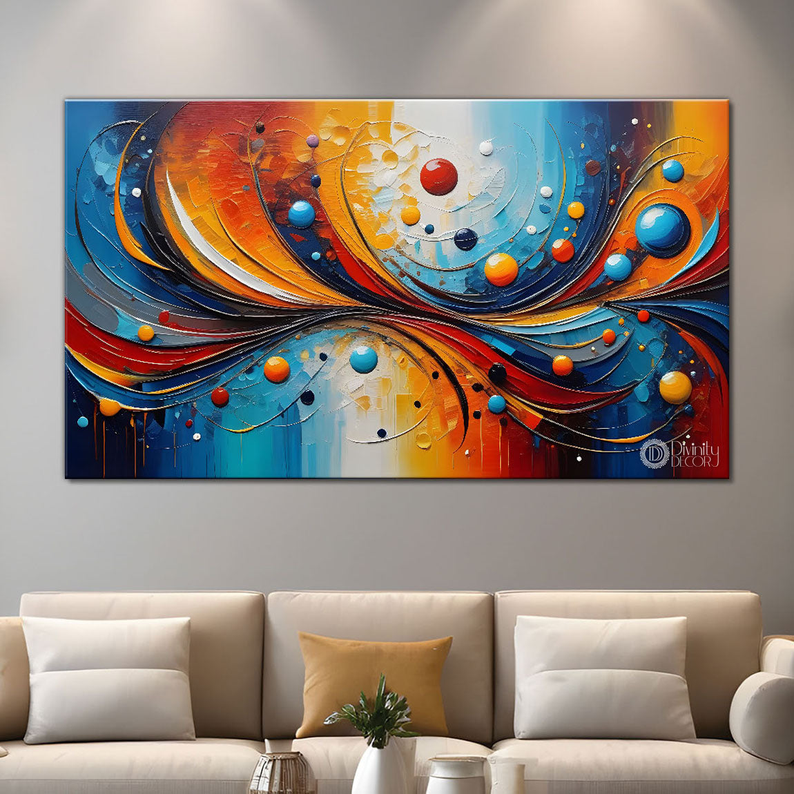 Colorful rays textured art Canvas Painting - Design - Modern-L-237