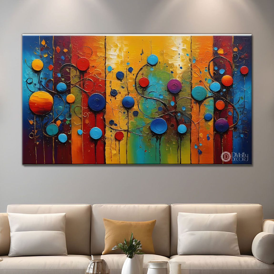Colorful bubbles modern art Canvas Painting - Design - Modern-L-241