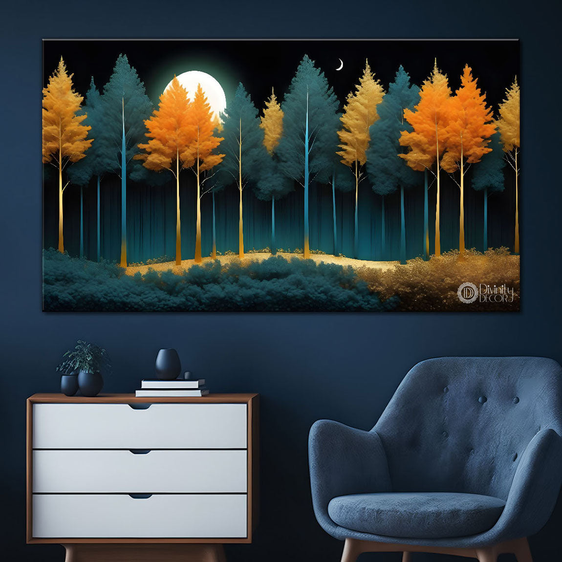 Colorful trees in textured natural art Canvas Painting - Nature Art -242